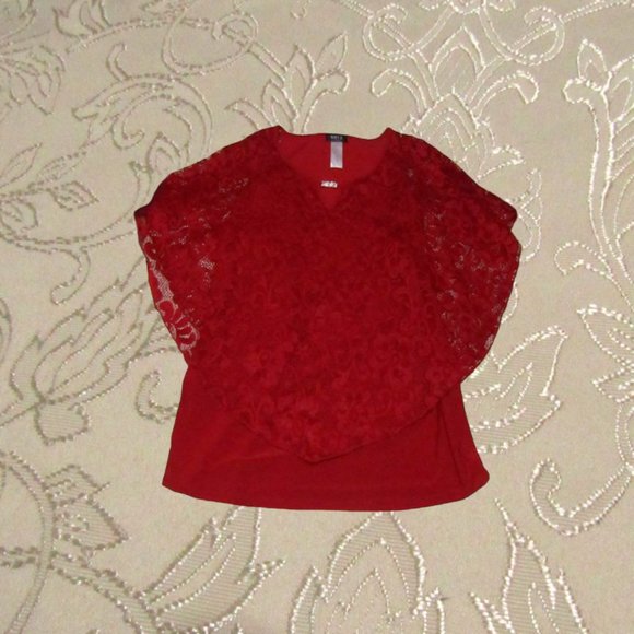 Onix apparel womens blouse size XL sleeveless with lace cape red - Picture 5 of 13